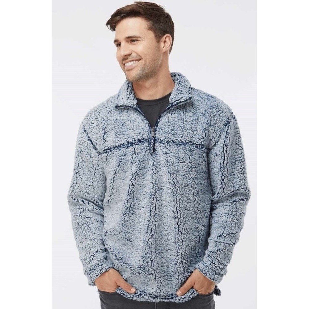 NWT BoxerCraft 1/4 Zip Sherpa Fleece Pullover Unisex Size Large Frosty Blue